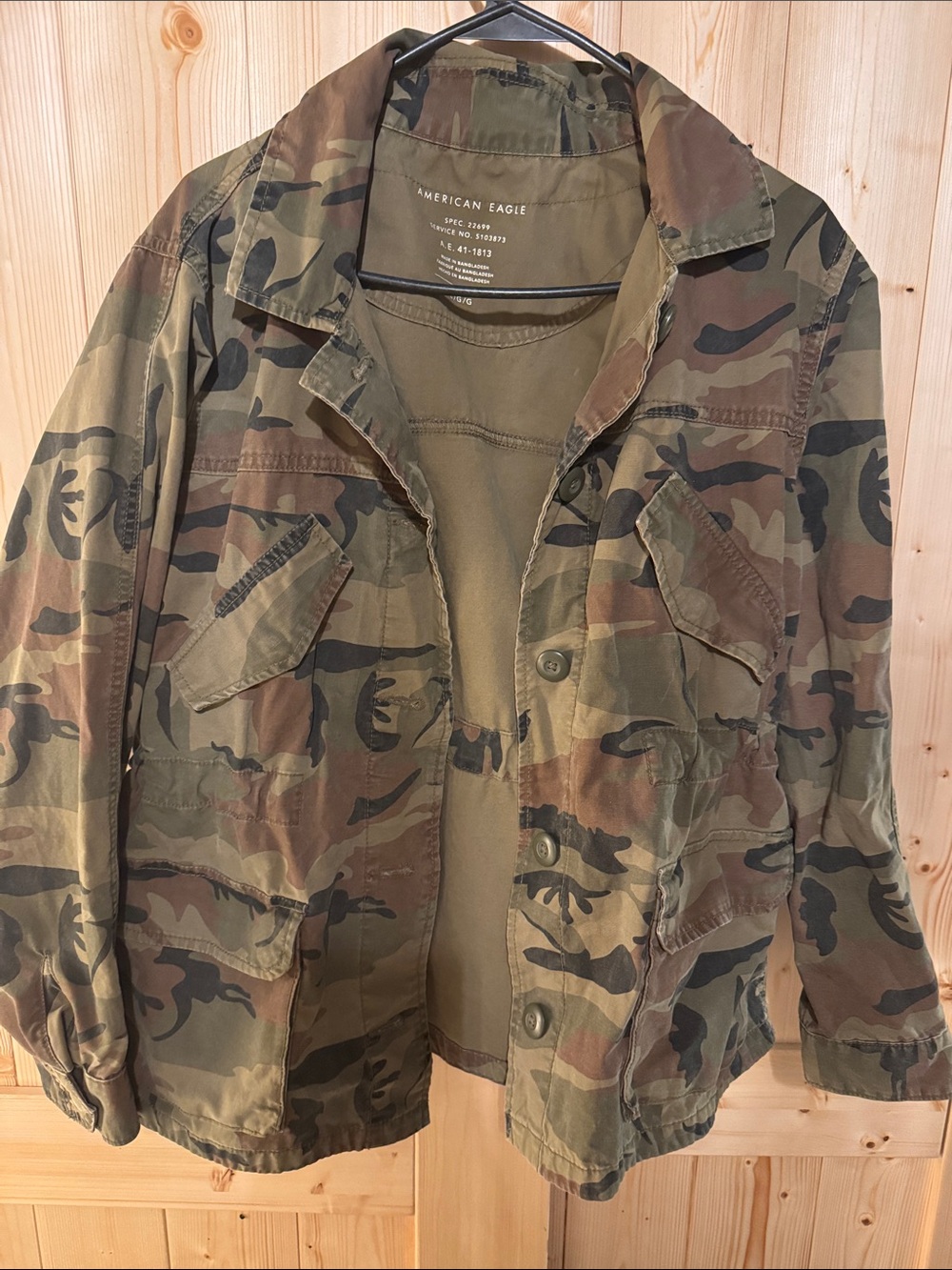 American Eagle Outfitters Women's Camo Field Jacket - Olive, Brown & Black